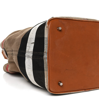 Burberry Canvas Mega Check Medium Ashby Hobo Saddle Brown 11 of 13
