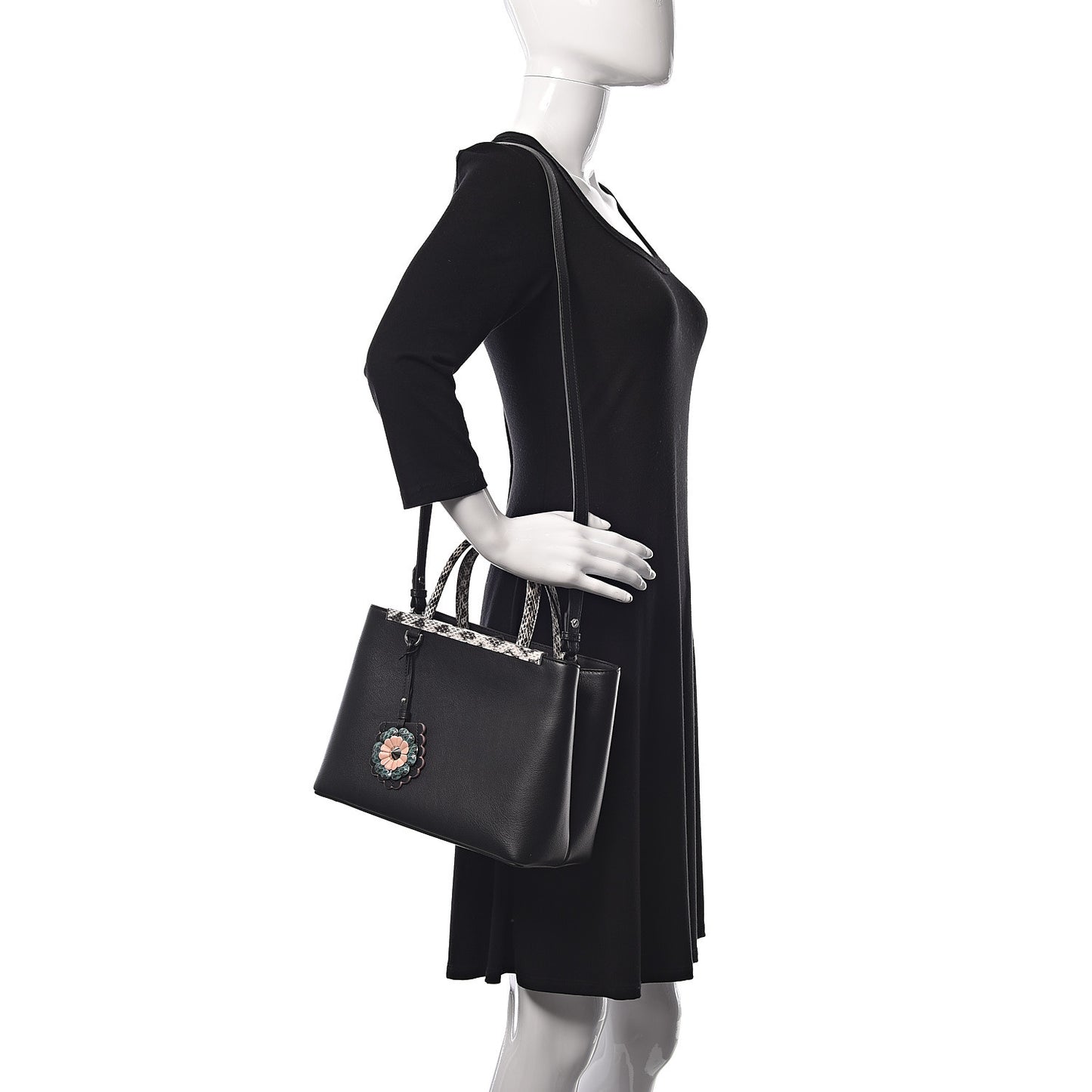 Vitello Dolce Elaphe Petite 2Jours Tote Black