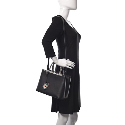 Fendi Vitello Dolce Elaphe Petite 2Jours Tote Black 2 of 10