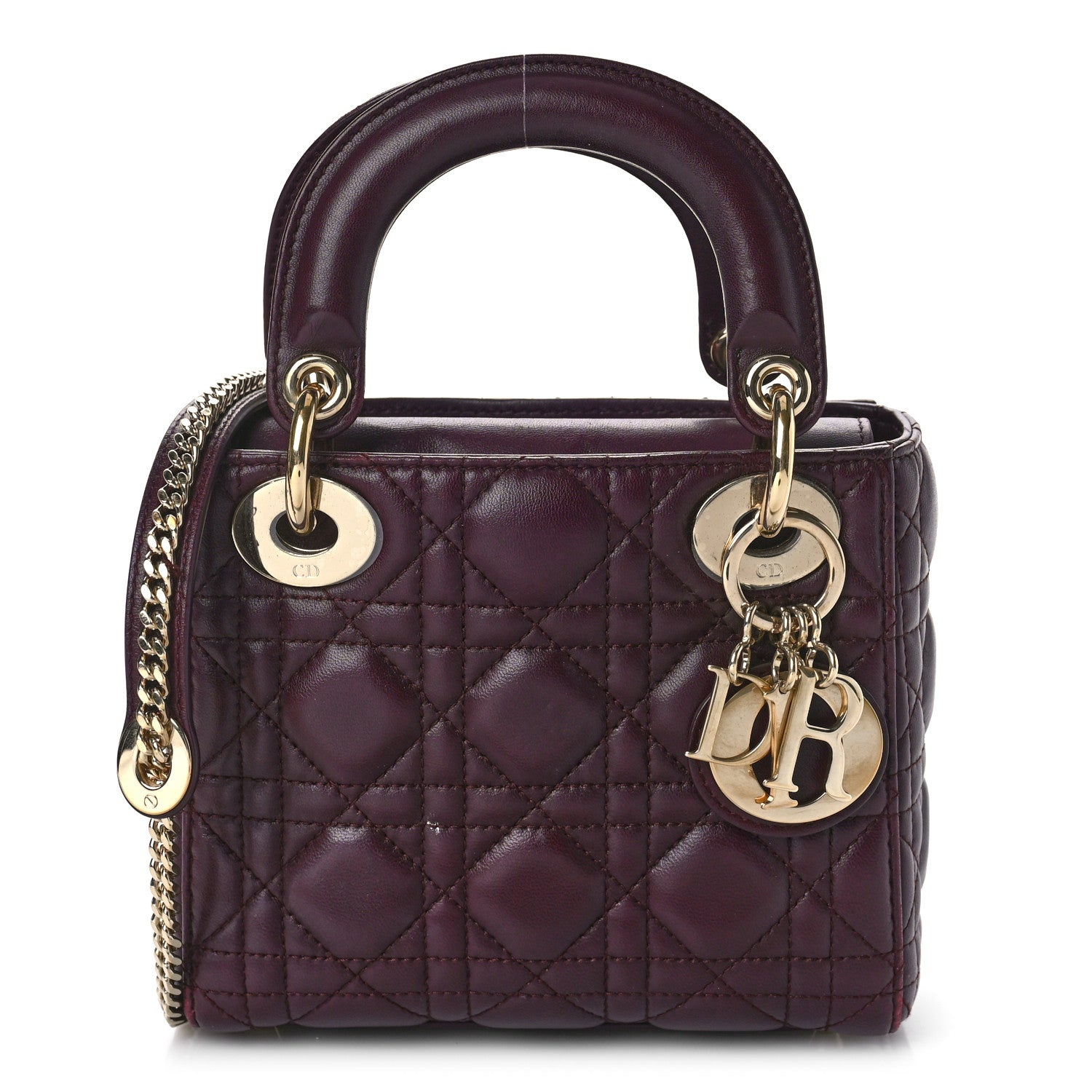 Christian Dior Lambskin Cannage Mini Lady Dior Plum 1 of 10