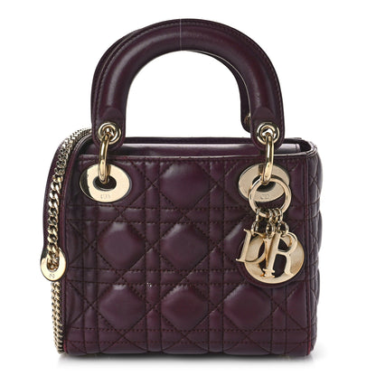 Christian Dior Lambskin Cannage Mini Lady Dior Plum 1 of 10