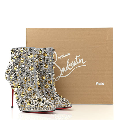 Christian Louboutin Calfskin Specchio Glitter So Full Kate 100 Ankle Boots 37 Silver Multicolor 8 of 8