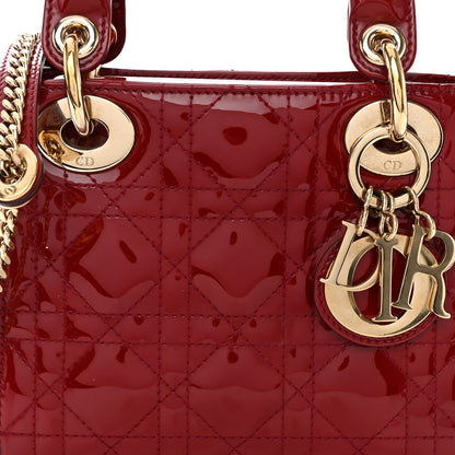 Christian Dior Patent Cannage Mini Lady Dior Red 7 of 9