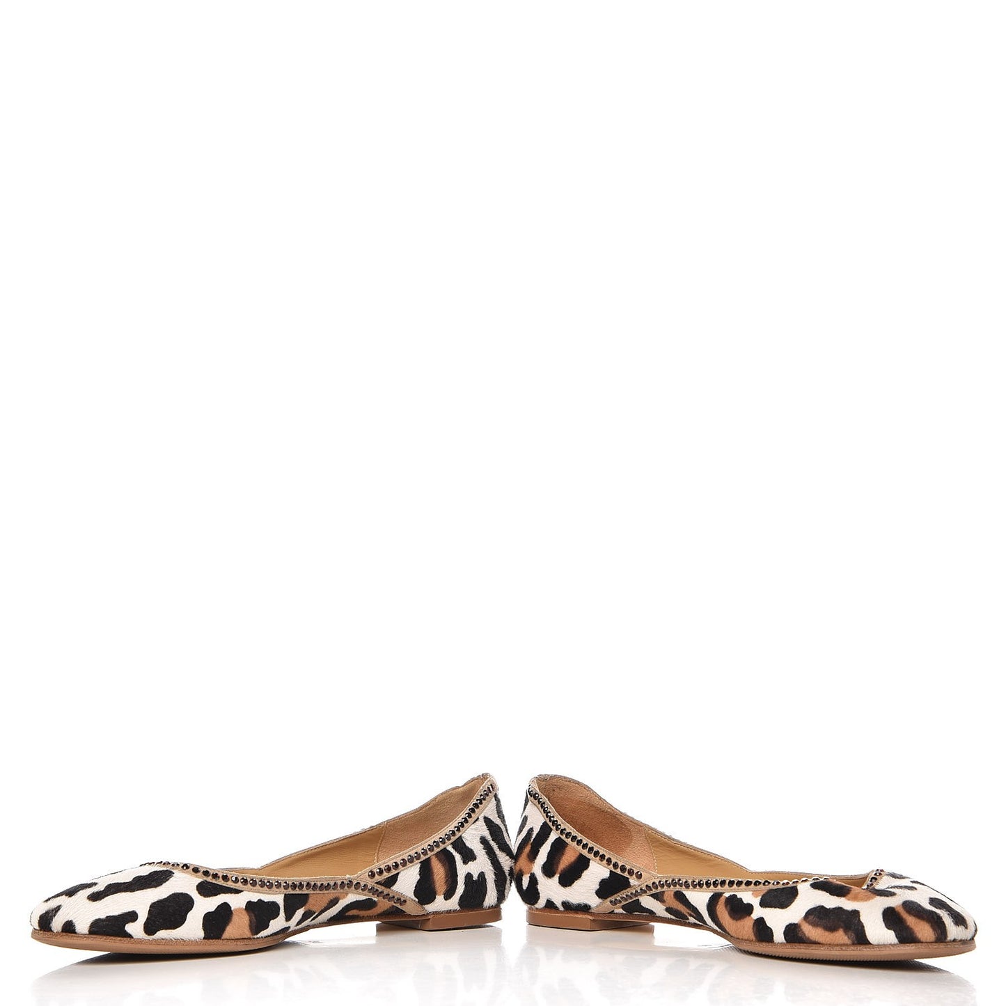 Pony Hair Leopard Print Crystal Flats 39