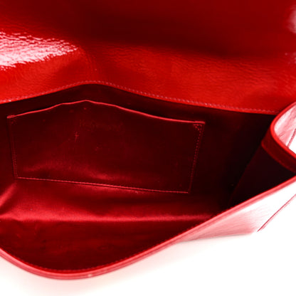 Saint Laurent Textured Patent Monogram Large Belle De Jour Clutch Red 5 of 8