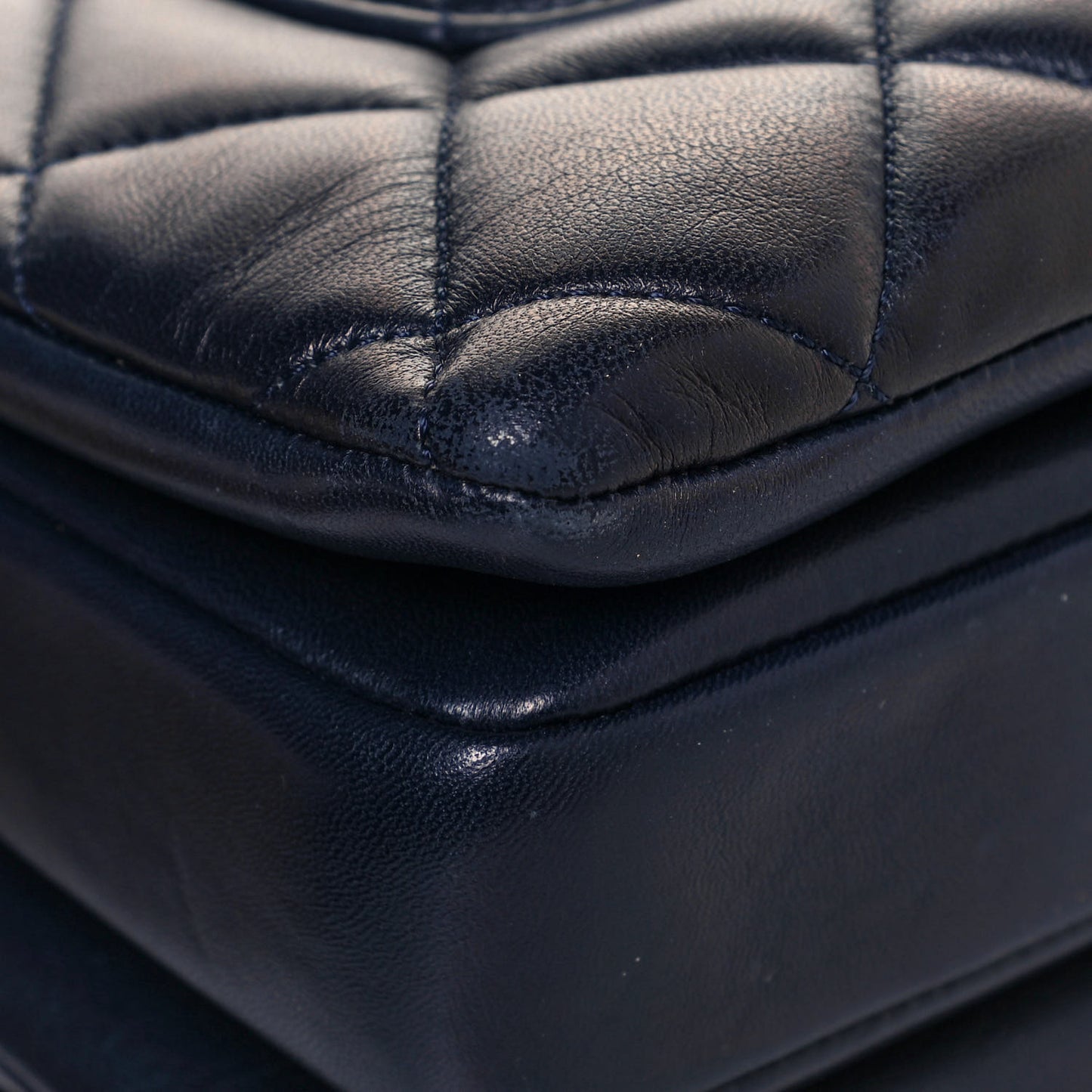 Lambskin Quilted Small Trendy CC Flap Dual Handle Bag Navy