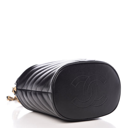 Chanel Lambskin Chevron Quilted Handle With Chic Bucket Bag Black 5 of 8