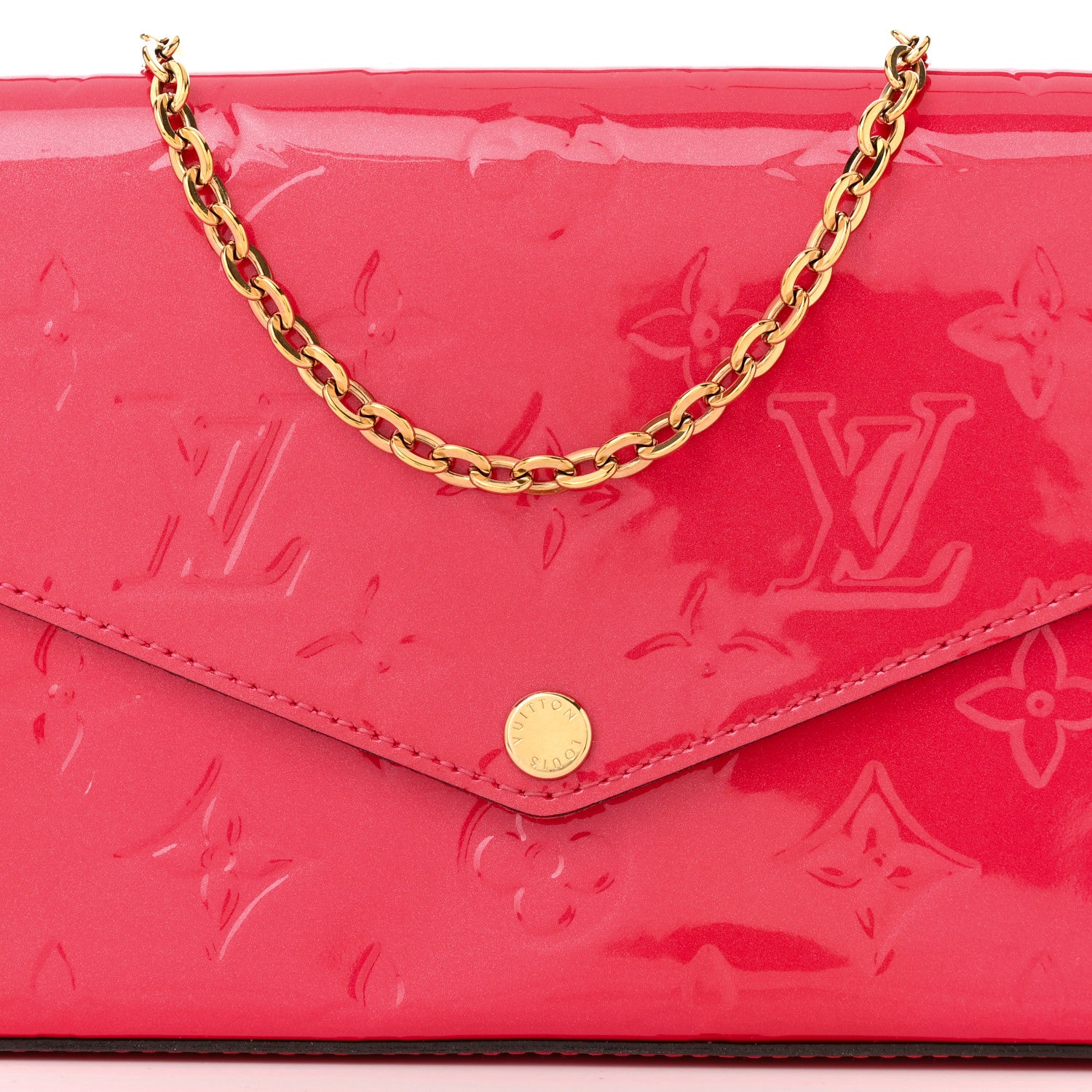 Louis Vuitton Vernis Felicie Pochette Chain Wallet Hot Pink 9 of 11