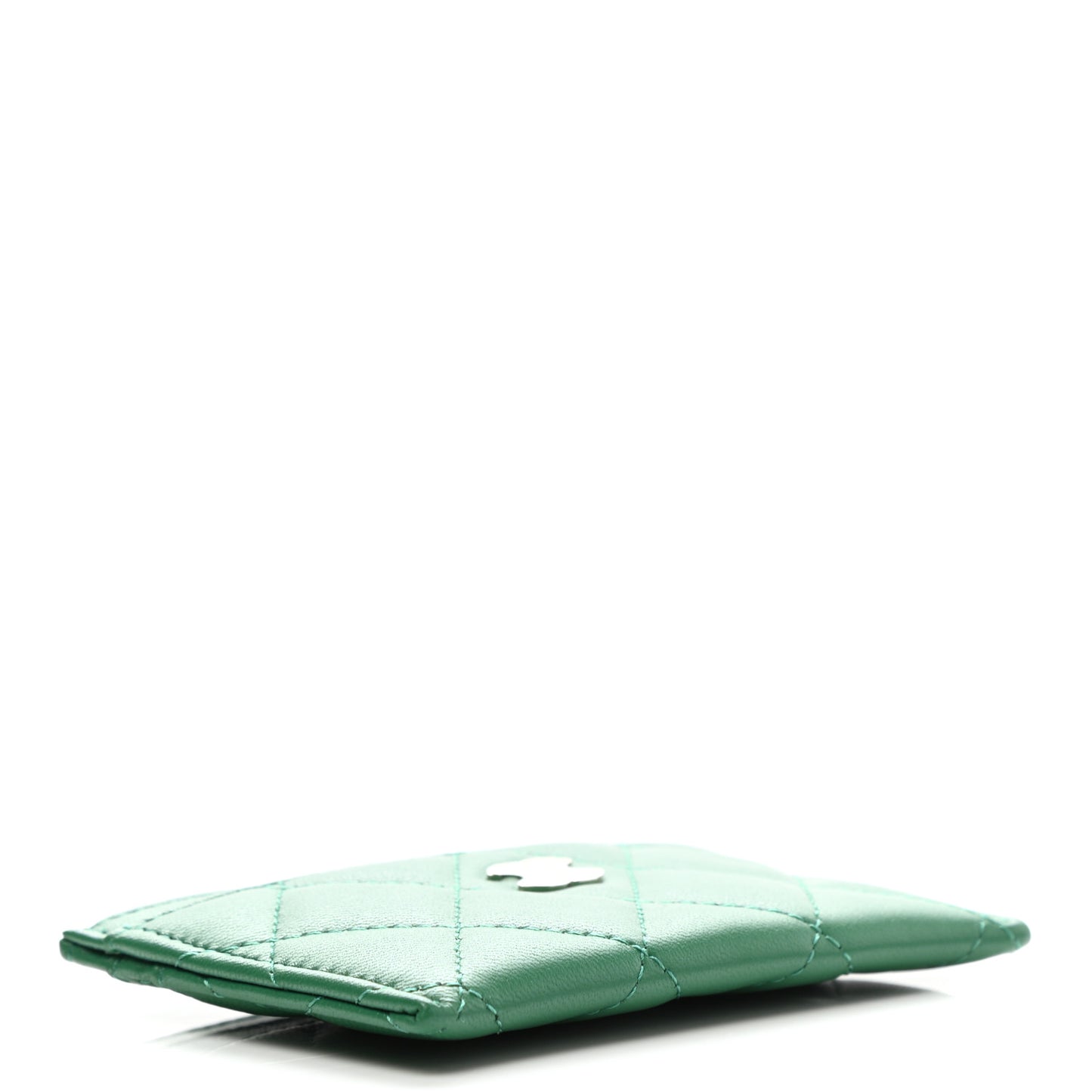 Lambskin Quilted Card Holder Green