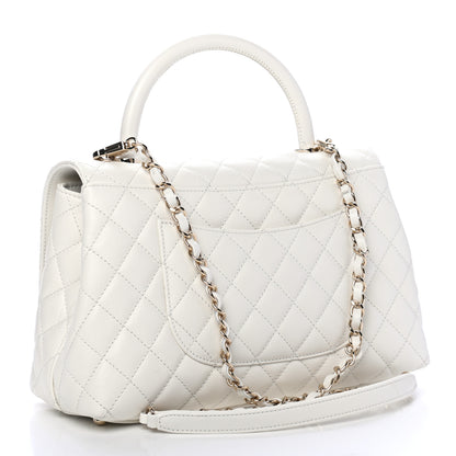 Chanel Caviar Quilted Medium Coco Handle Flap White 2 of 4