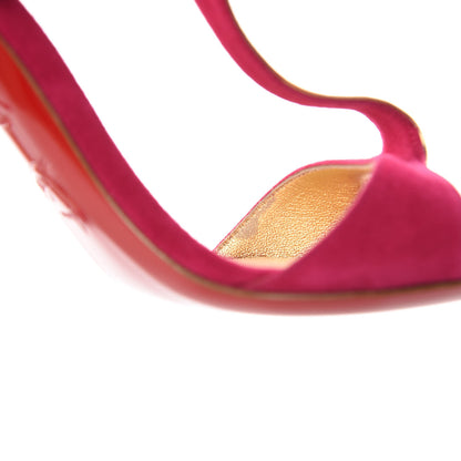 Christian Louboutin Suede Nappa Morphetina 100 T-Strap Sandals 37 Rosa Gold 10 of 10