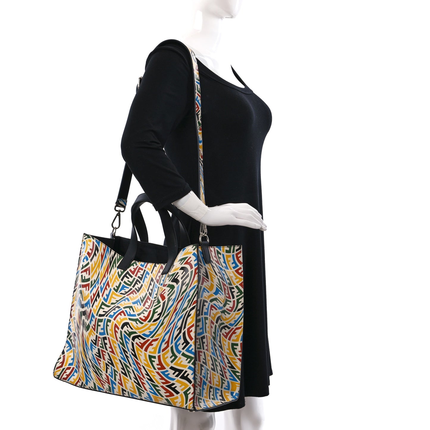 X SARAH COLEMAN Vitello Grace Light FF Vertigo Shopping Tote White Ice Multicolor