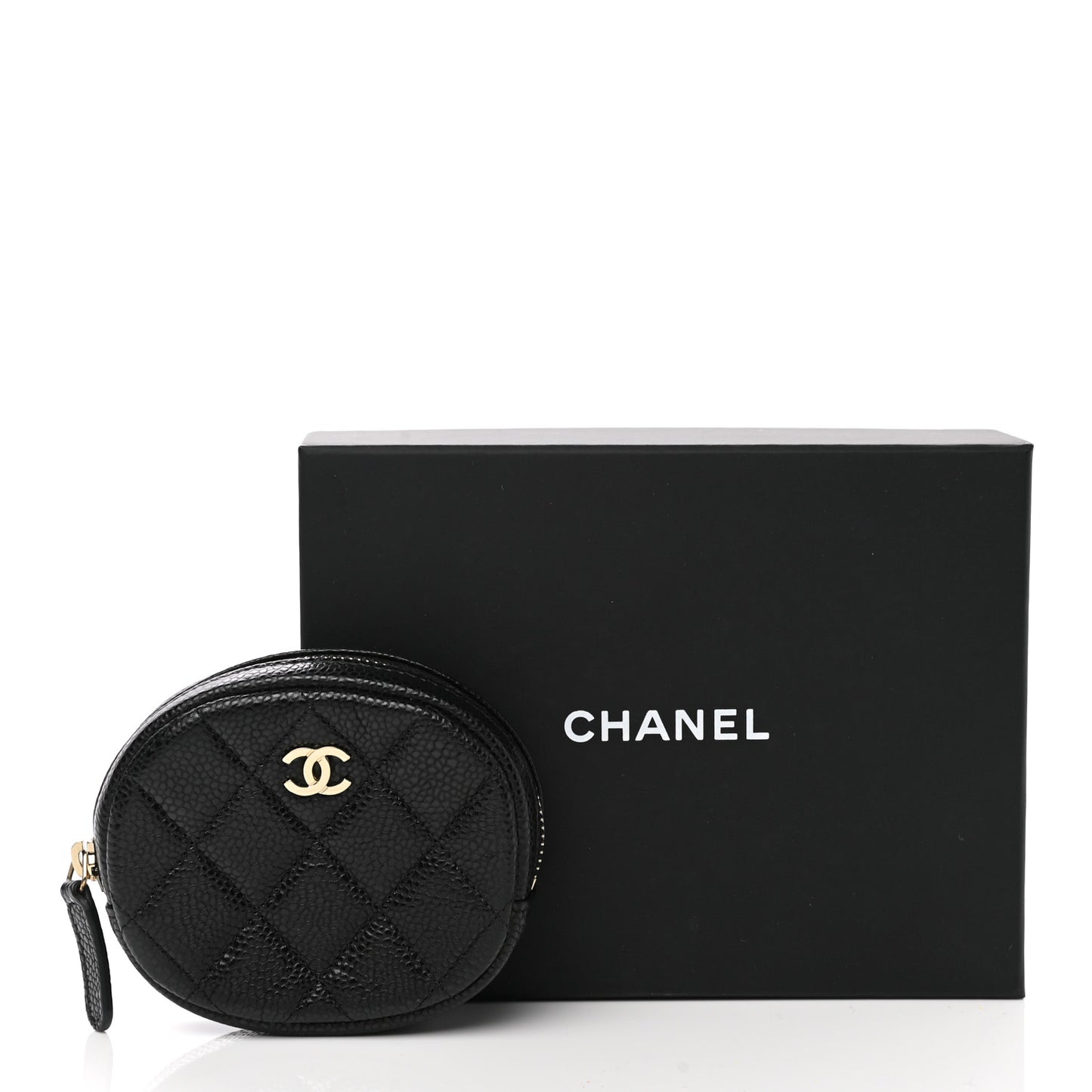 Caviar Quilted Zip Around Classic Coin Purse Black