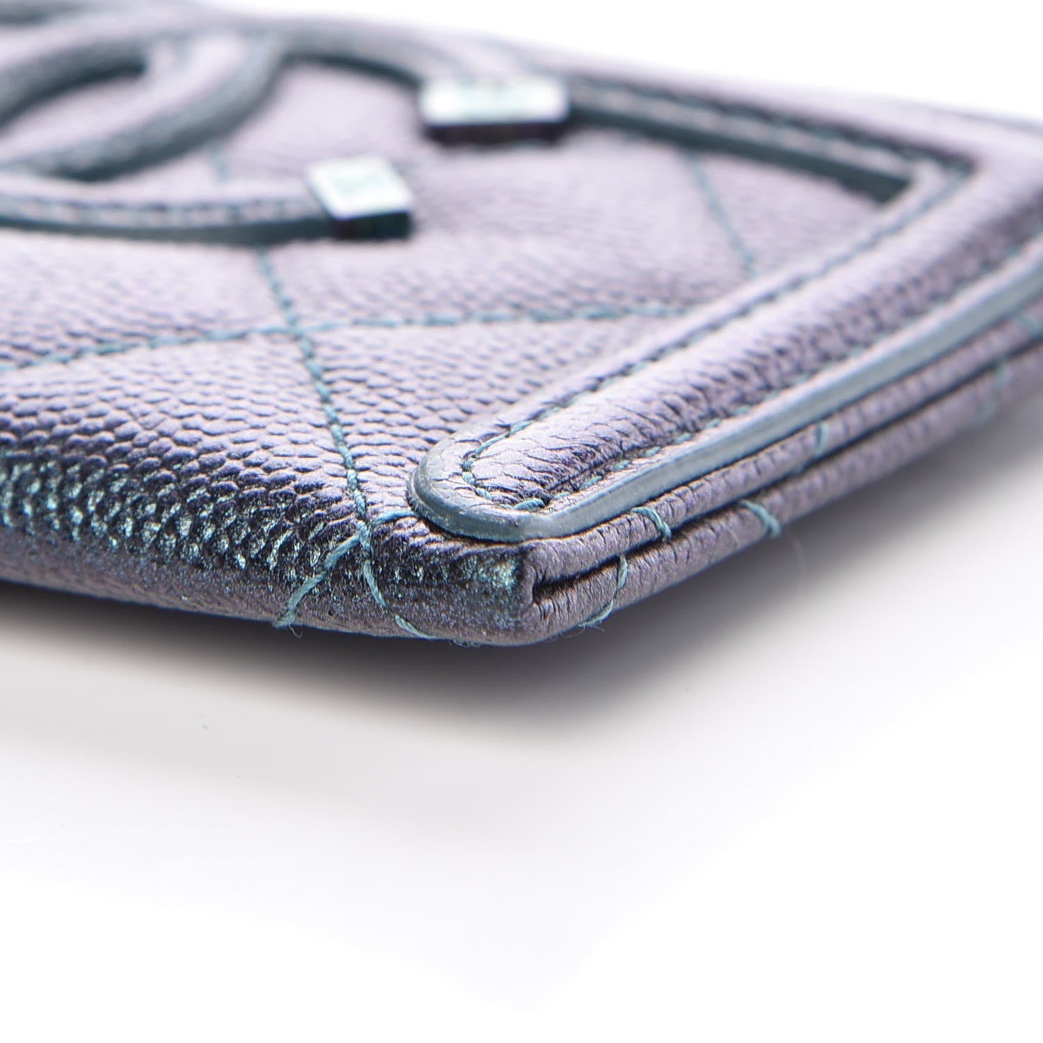 Chanel Iridescent Caviar Quilted Filigree Card Holder Dark Turquoise 10 of 10