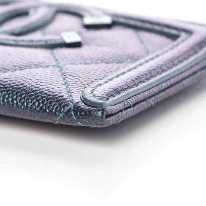 Chanel Iridescent Caviar Quilted Filigree Card Holder Dark Turquoise 10 of 10