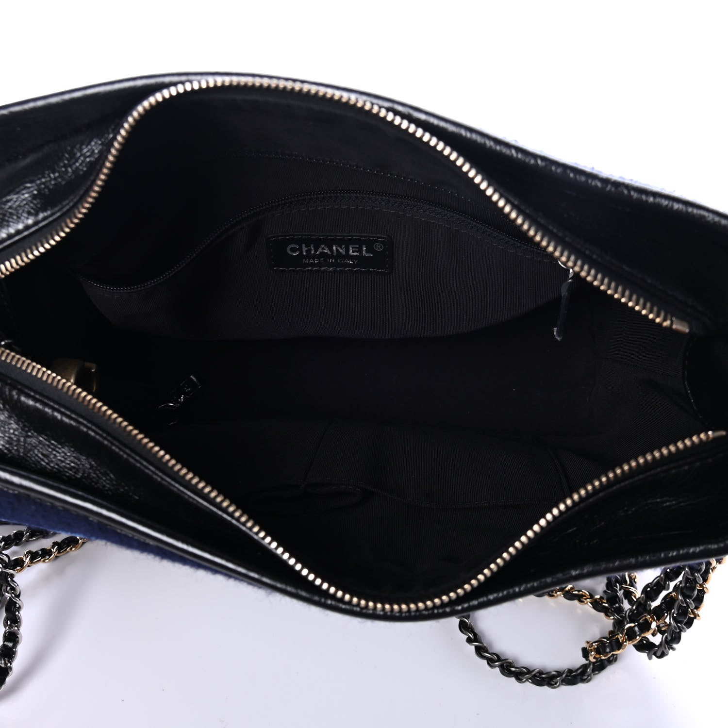 Chanel Wool Embroidered Medium Gabrielle Hobo Dark Navy Blue 4 of 4