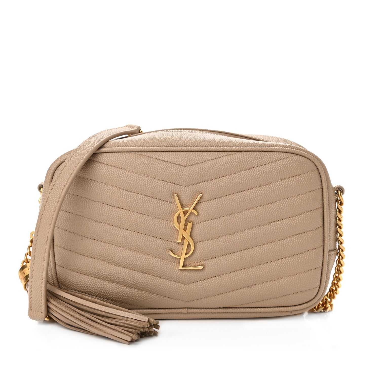 Grain De Poudre Matelasse Monogram Mini Lou Camera Bag Dark Beige