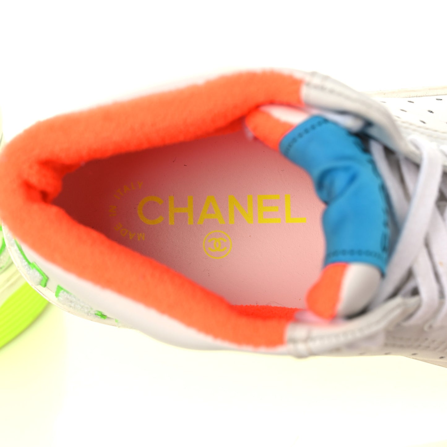 Calfskin Womens Logo High Top Sneakers 36.5 White Multicolor
