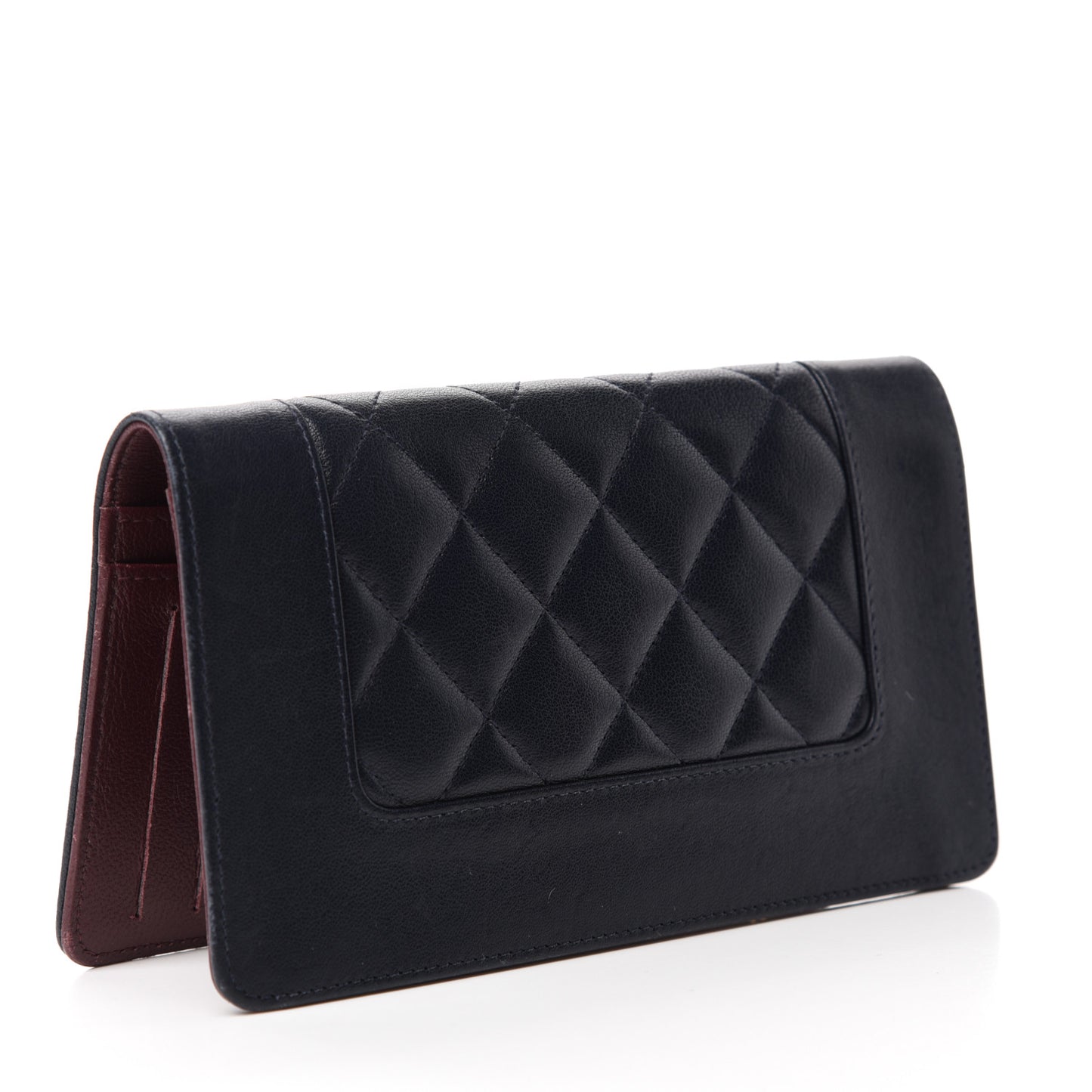 Sheepskin Quilted Mademoiselle Vintage Yen Wallet Navy