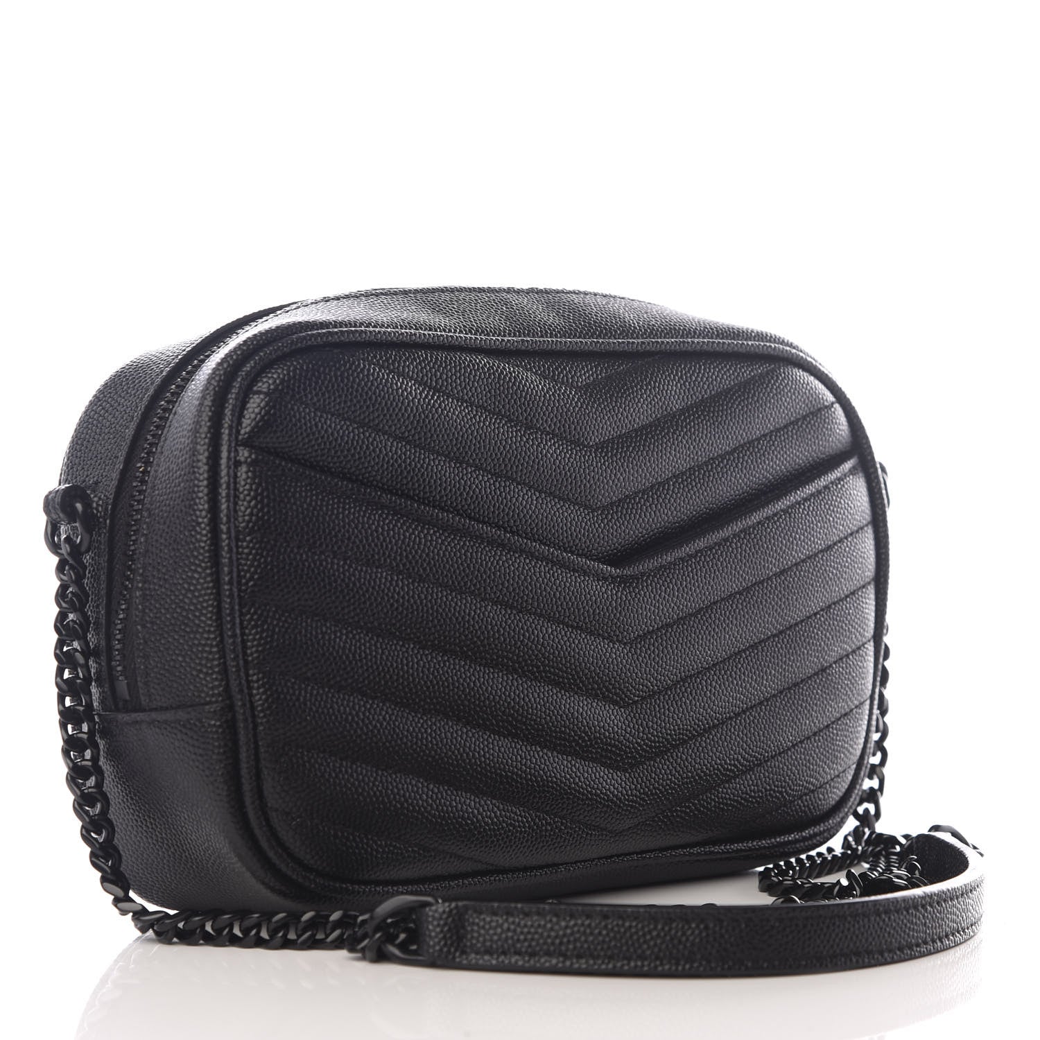 Saint Laurent Grain De Poudre Matelasse Monogram Mini Lou Camera Bag Black 2 of 9
