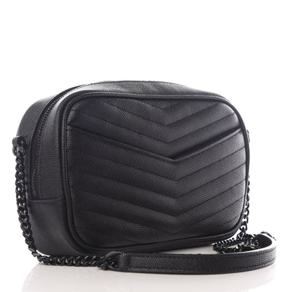 Saint Laurent Grain De Poudre Matelasse Monogram Mini Lou Camera Bag Black 2 of 9