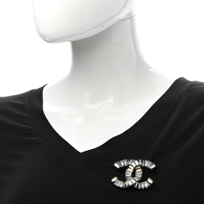 Chanel Baguette Crystal CC Brooch Silver Black 2 of 4