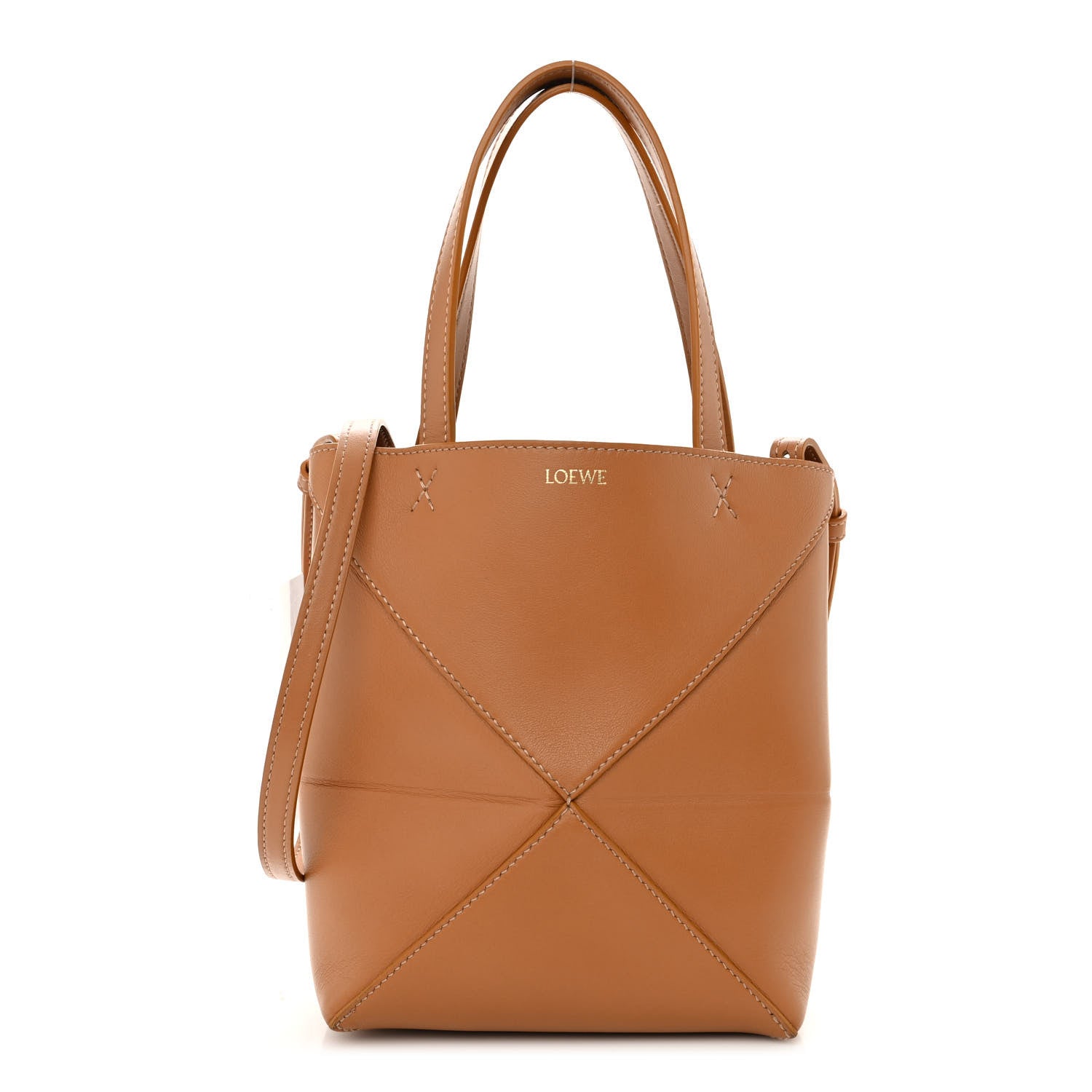 Loewe Shiny Calfskin Mini Puzzle Fold Tote Warm Desert 1 of 9