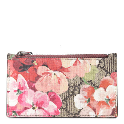 Gucci GG Supreme Monogram Blooms Coin Case Card Holder Beige Multicolor Dry Rose 1 of 8