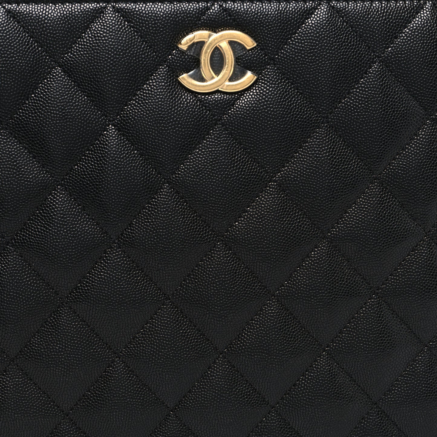 Caviar Quilted Small Shopping Tote Black