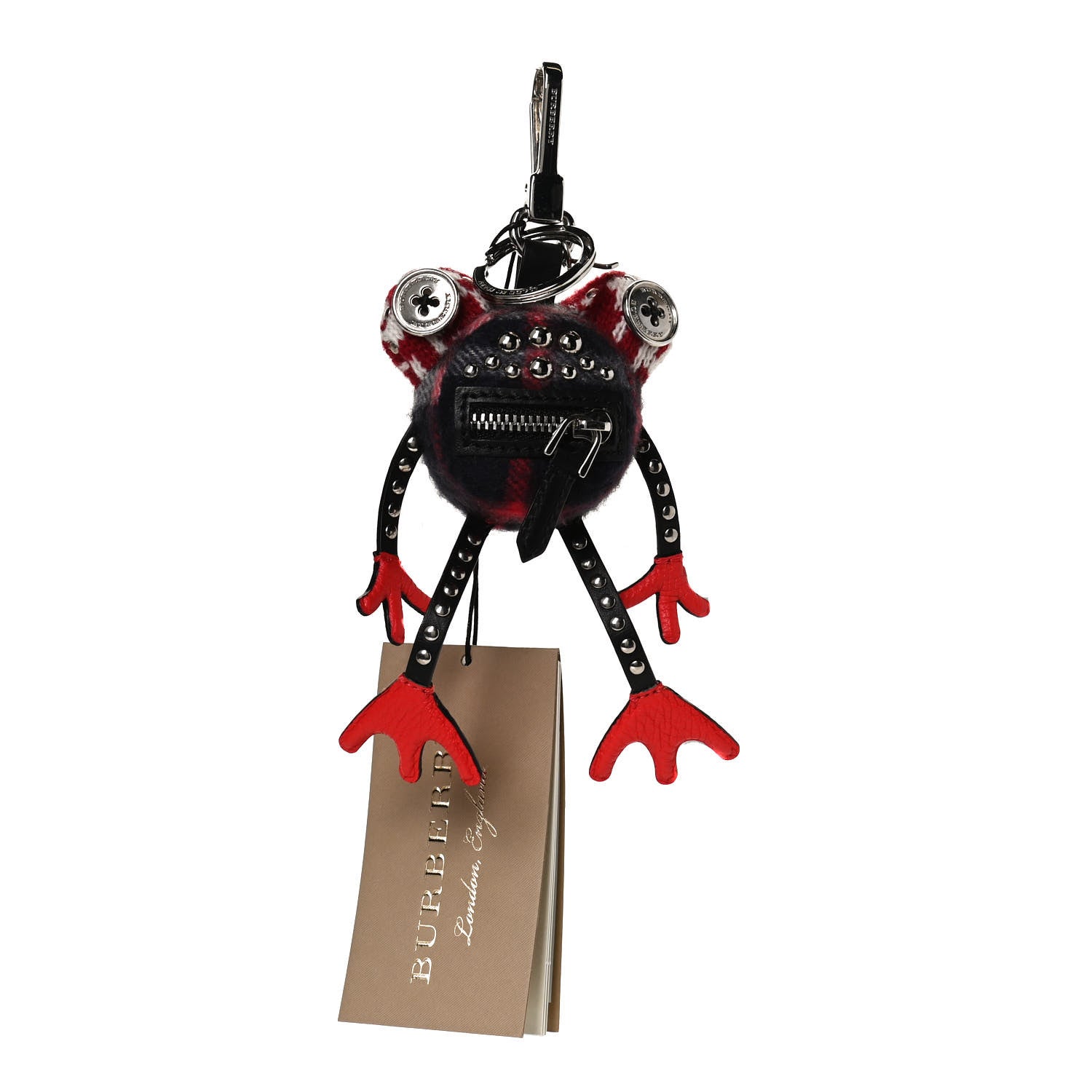 Burberry Calfskin Studded Doris The Frog Bag Charm Black Multi 1 of 6