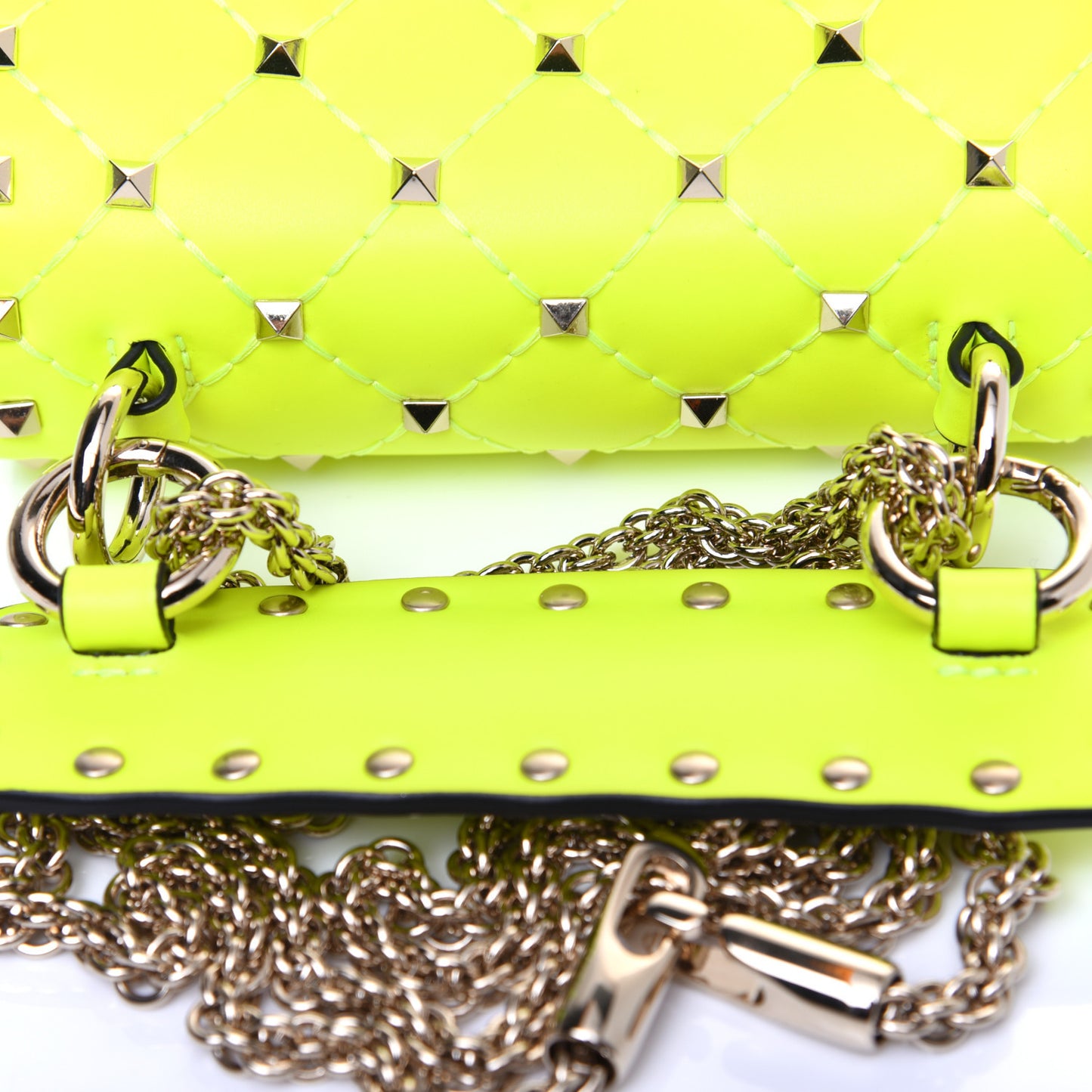 Calfskin Micro Rockstud Spike Shoulder Bag Lime