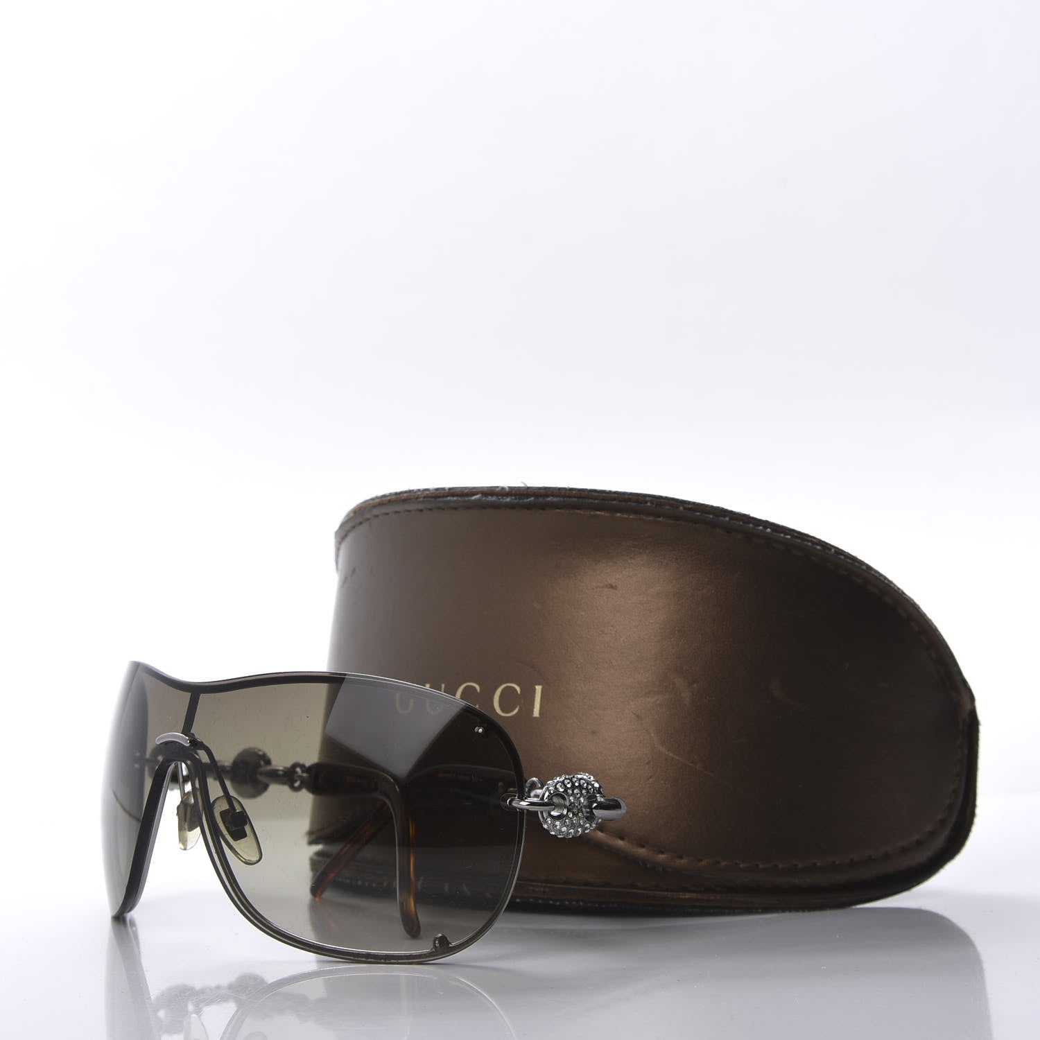 Gucci Crystal Marina Chain Shield Sunglasses GG4231S Tortoise 8 of 8