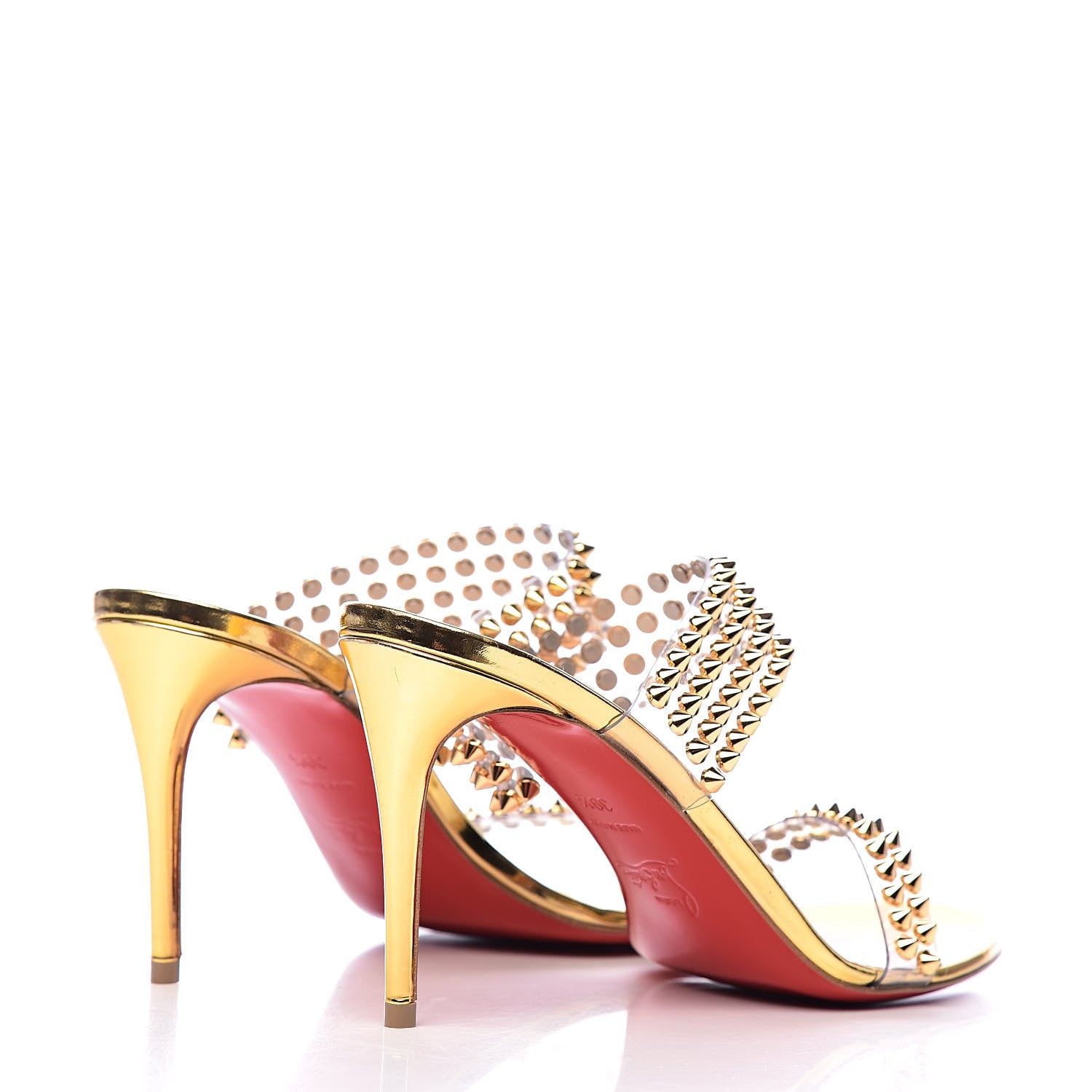 Christian Louboutin Specchio PVC Spikes Only 85 Slide Sandals 39.5 Gold 4 of 14