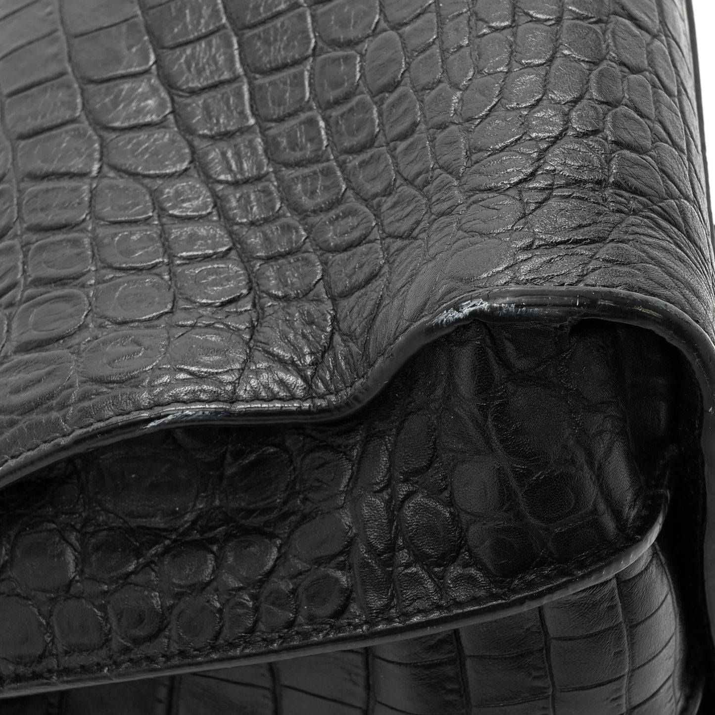Calfskin Crocodile Embossed Small Sac de Jour Black