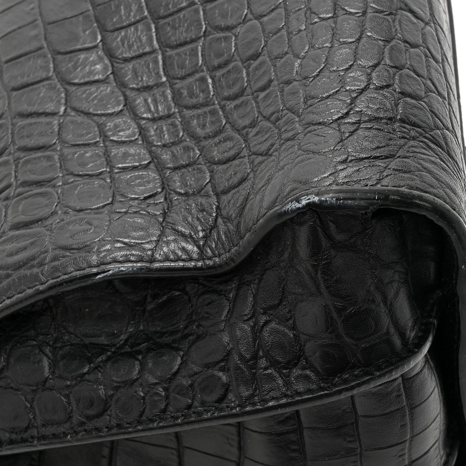 Saint Laurent Calfskin Crocodile Embossed Small Sac de Jour Black 12 of 20