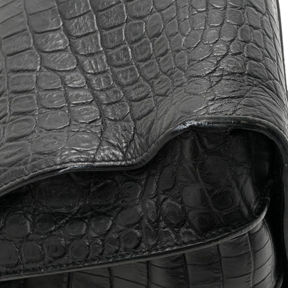 Saint Laurent Calfskin Crocodile Embossed Small Sac de Jour Black 12 of 20