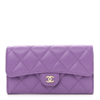 Chanel Caviar Quilted Medium Gusset Flap Wallet Purple 1 of 9