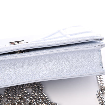 Christian Dior Grained Calfskin Diorama Wallet on Chain Pouch Light Blue 13 of 15