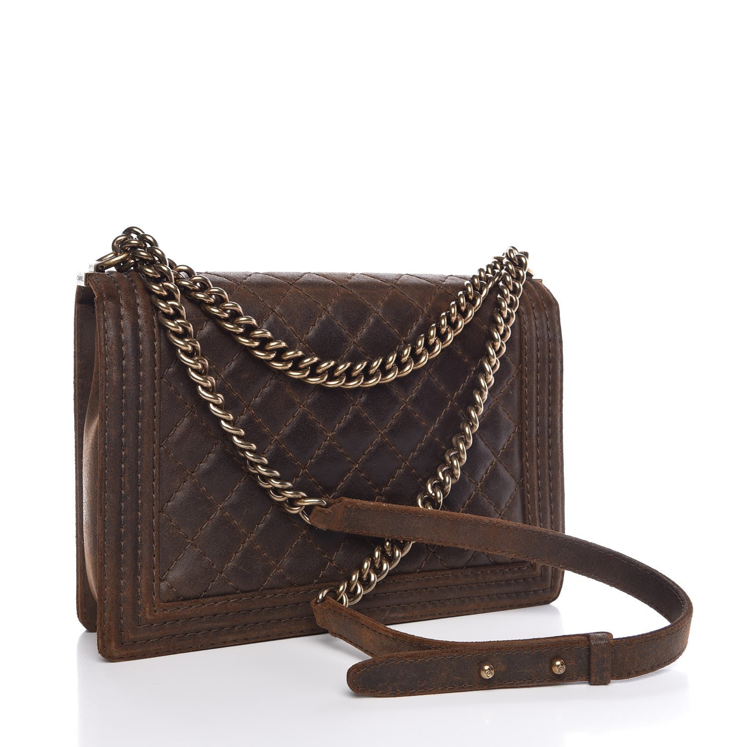 Chanel Nubuck Quilted Large Boy Flap Brown 3 of 11