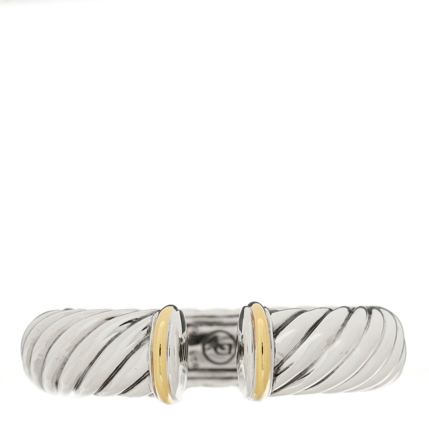 Sterling Silver 18K Yellow Gold 14mm Sculpted Cable Cuff Bracelet