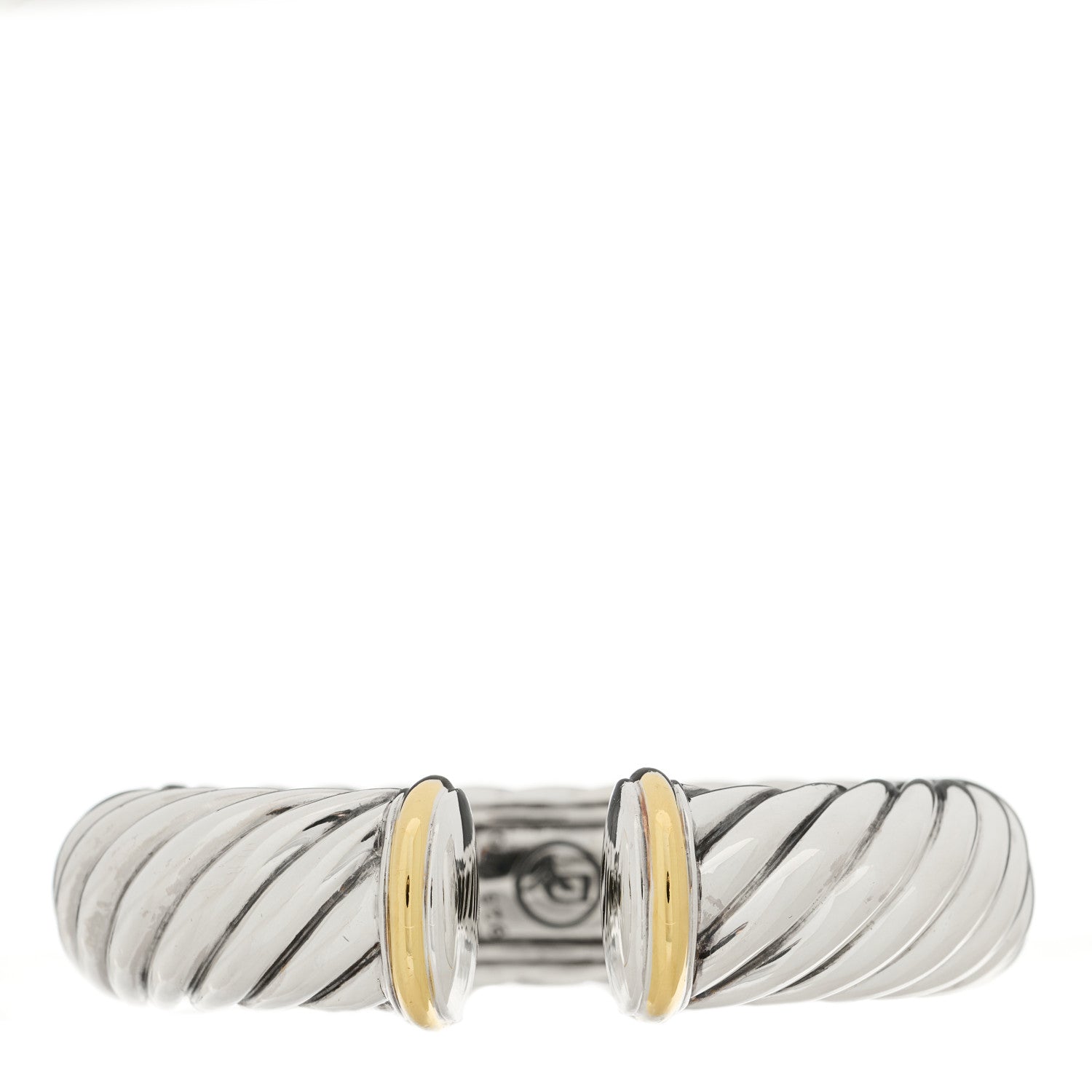 David Yurman Sterling Silver 18K Yellow Gold 14mm Sculpted Cable Cuff Bracelet 2 of 3