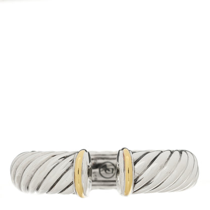 David Yurman Sterling Silver 18K Yellow Gold 14mm Sculpted Cable Cuff Bracelet 2 of 3