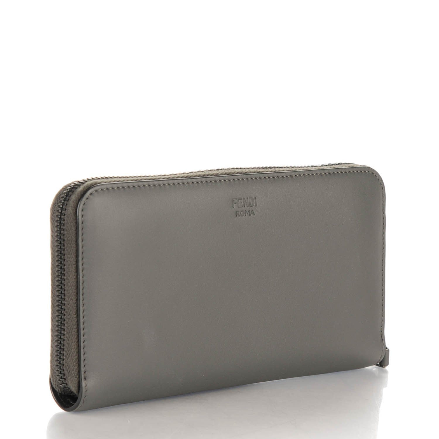 Fendi Vitello Elite Monster Bag Bug Zip Around Wallet Asphalt 3 of 8