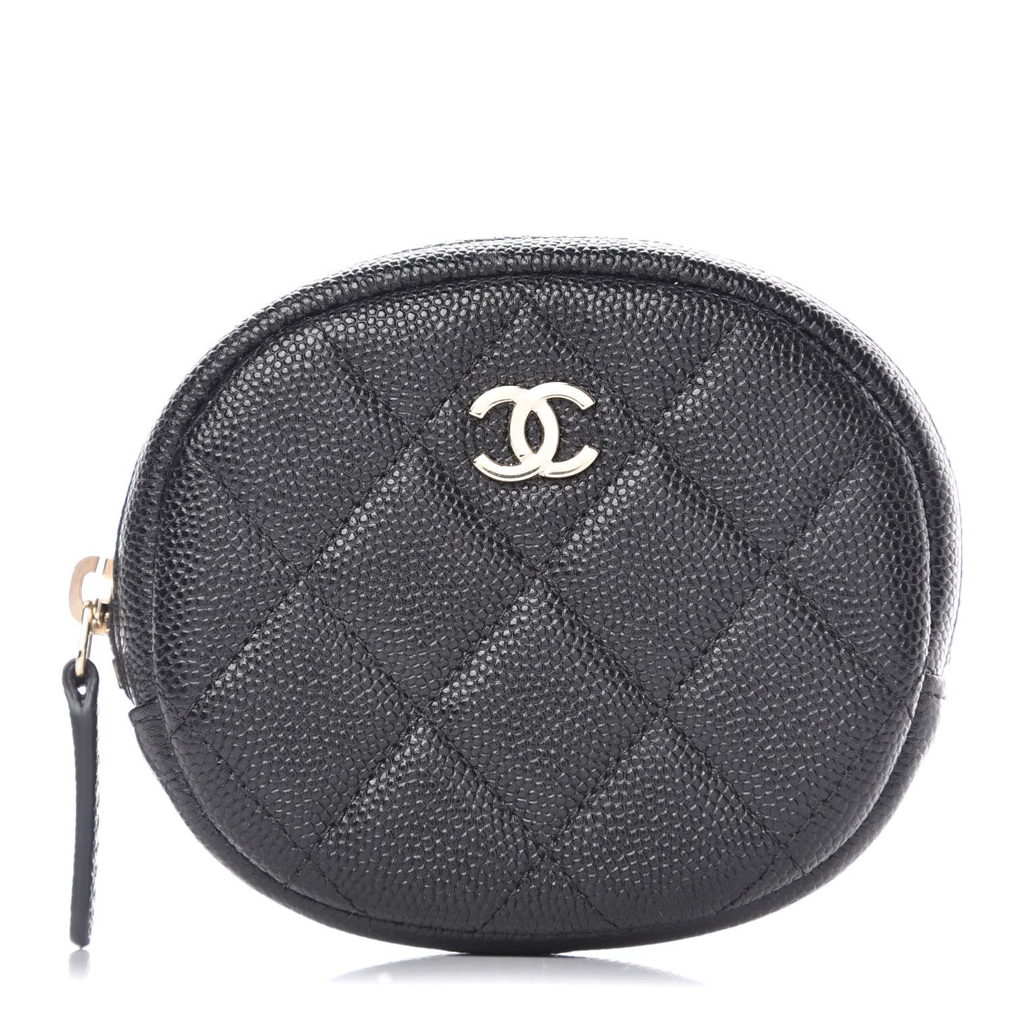 Caviar Quilted Zip Around Classic Coin Purse Black