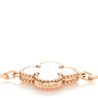 Van Cleef & Arpels 18K Rose Gold Mother of Pearl 5 Motifs Vintage Alhambra Bracelet 9 of 11
