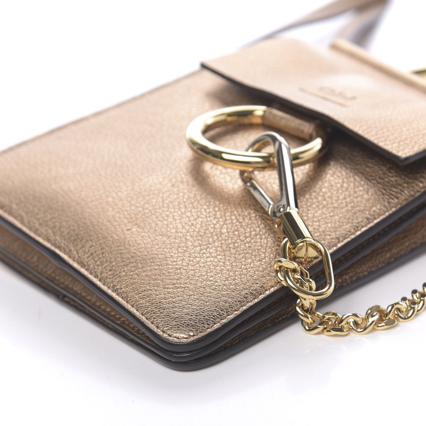 Metallic Calfskin Mini Faye Bracelet Bag Gold