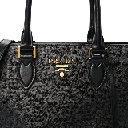 Prada Saffiano Soft Calfskin Small Zippered Tote Black 7 of 9