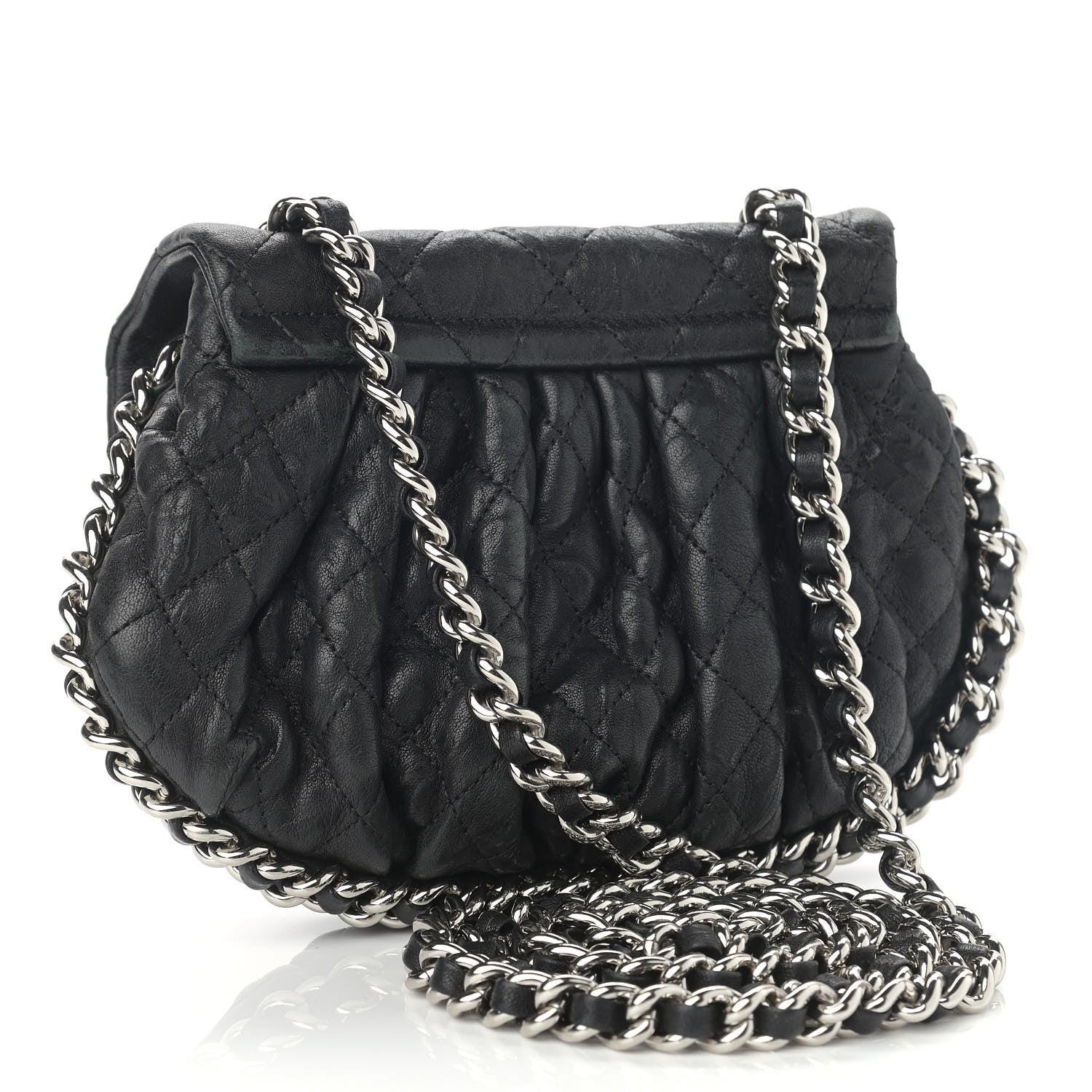 Chanel Washed Lambskin Quilted Mini Chain Around Messenger Black 3 of 11