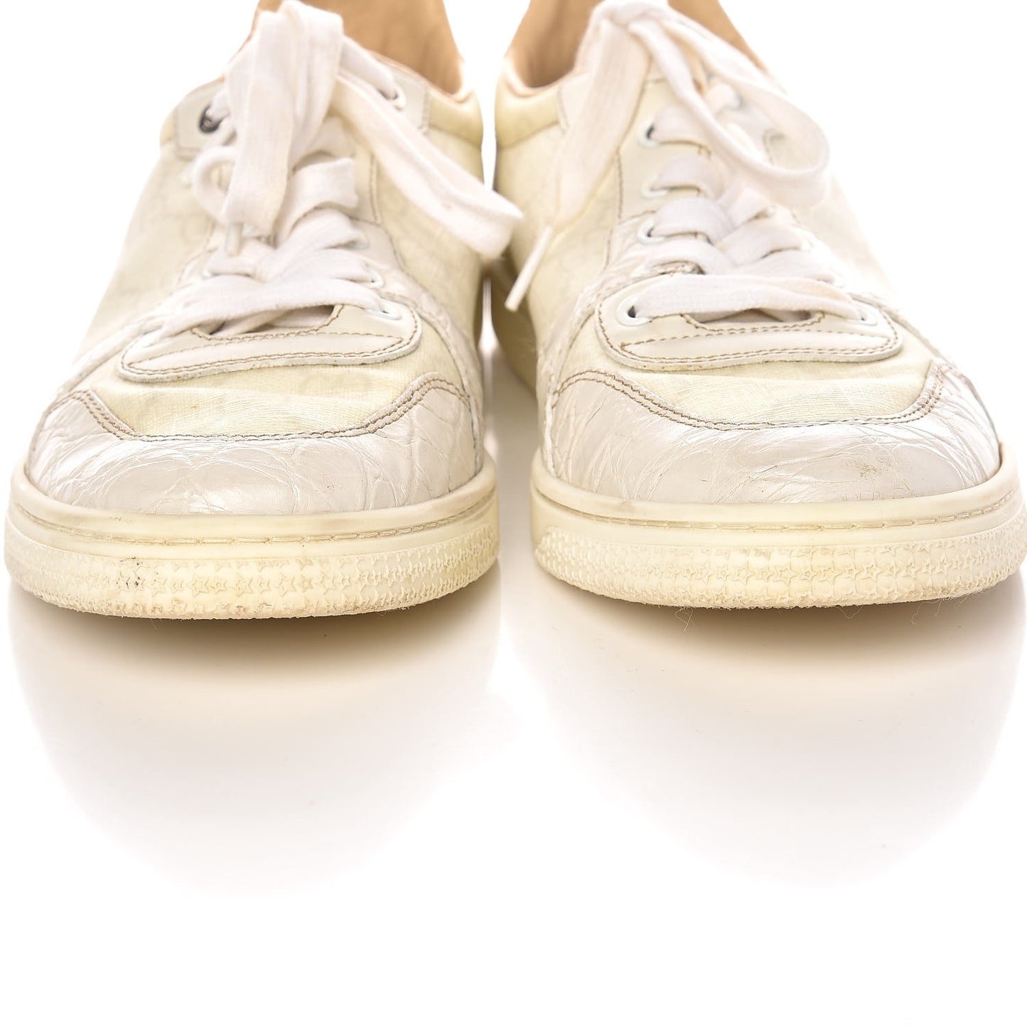 GG Plus Monogram Alligator Coda Low Sneakers 39.5 White