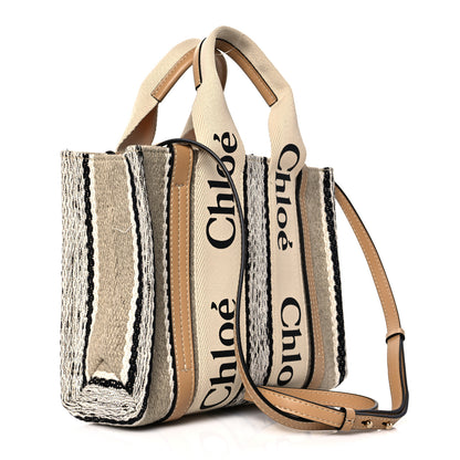 Chloe Cotton Calfskin Small Woody Ribbon Tote With Strap Soft Tan 3 of 11